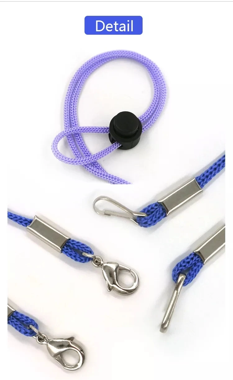 Custom Sublimation Colorful Woven Adjustable Length Cord Chain Strap Breakaway Kids Facemask Face Masking Lanyard