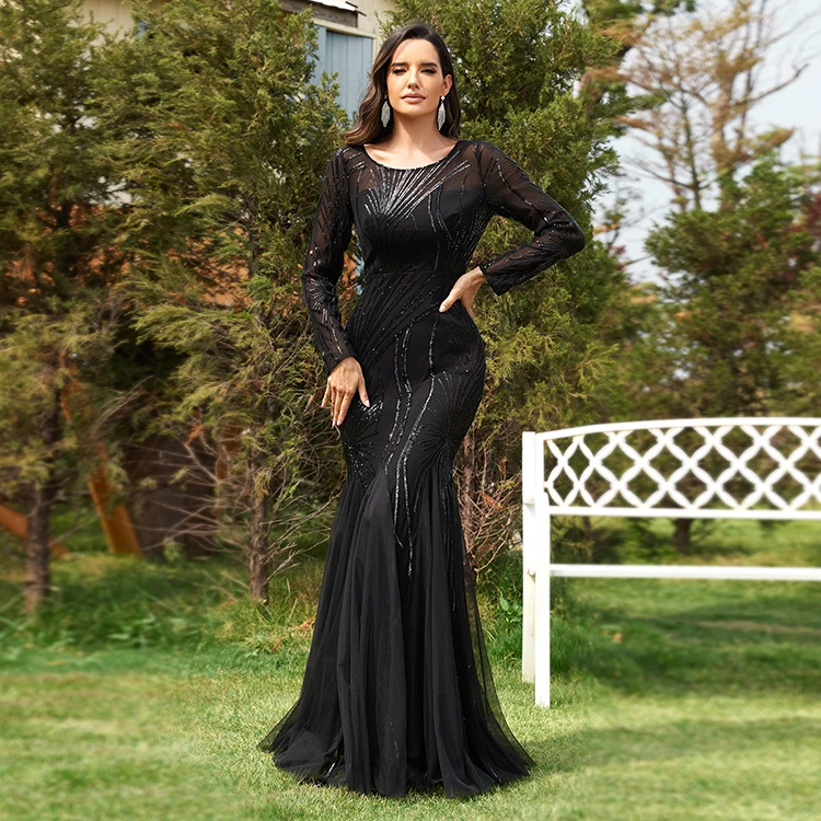 IMPEREA Custom Hot Drilling Long Sleeve Womens Night Dress Elegant Vestidos  Party Wedding Gowns for Women Prom Dresses