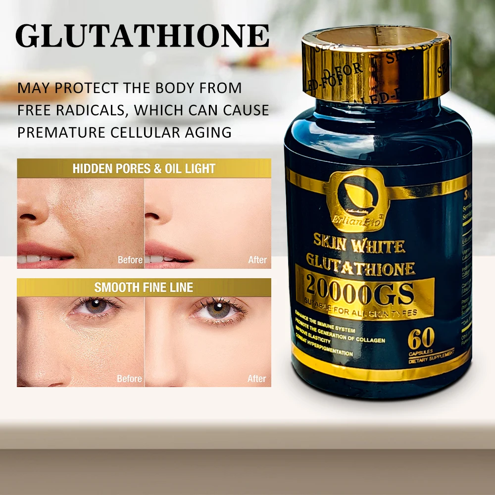 OEM Adults Anti-Aging Smooth Skin Capsules With Vitamin C Beauty Skin  20000Gs Glutathione Whitening Capsules
