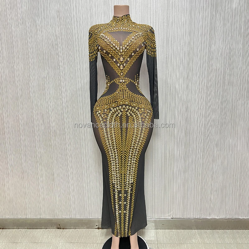slim fit dress slacks Feeling The Love Black & Gold Diamond Pattern Sequin Fringe Dress Small