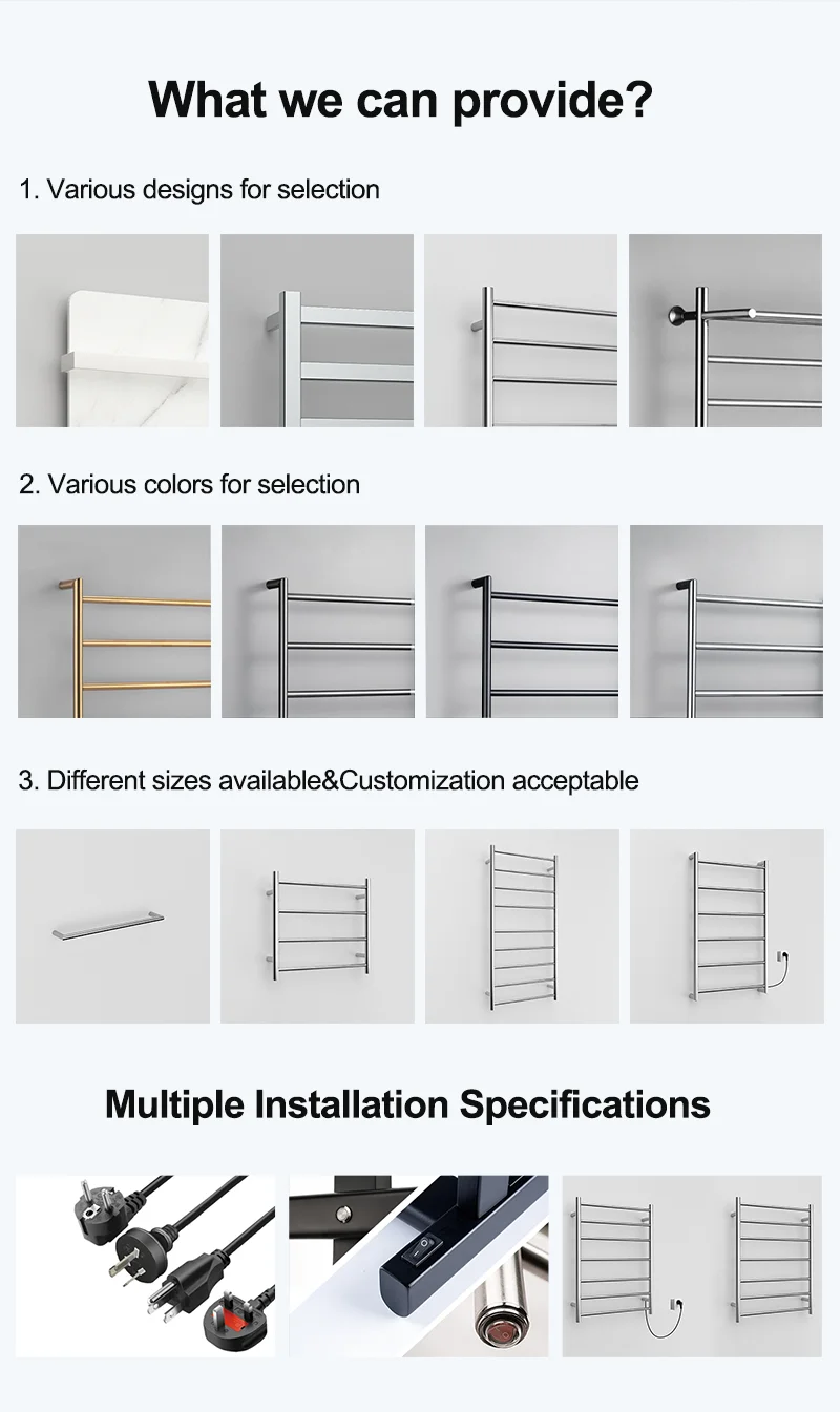 High Quality 304 Stainless Steel Wallmounted Heated Towel Warmer Rack