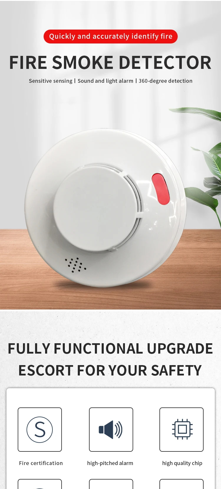 Smoke Detector Fire Alarm Detector Independent Smoke Alarm Sensor For