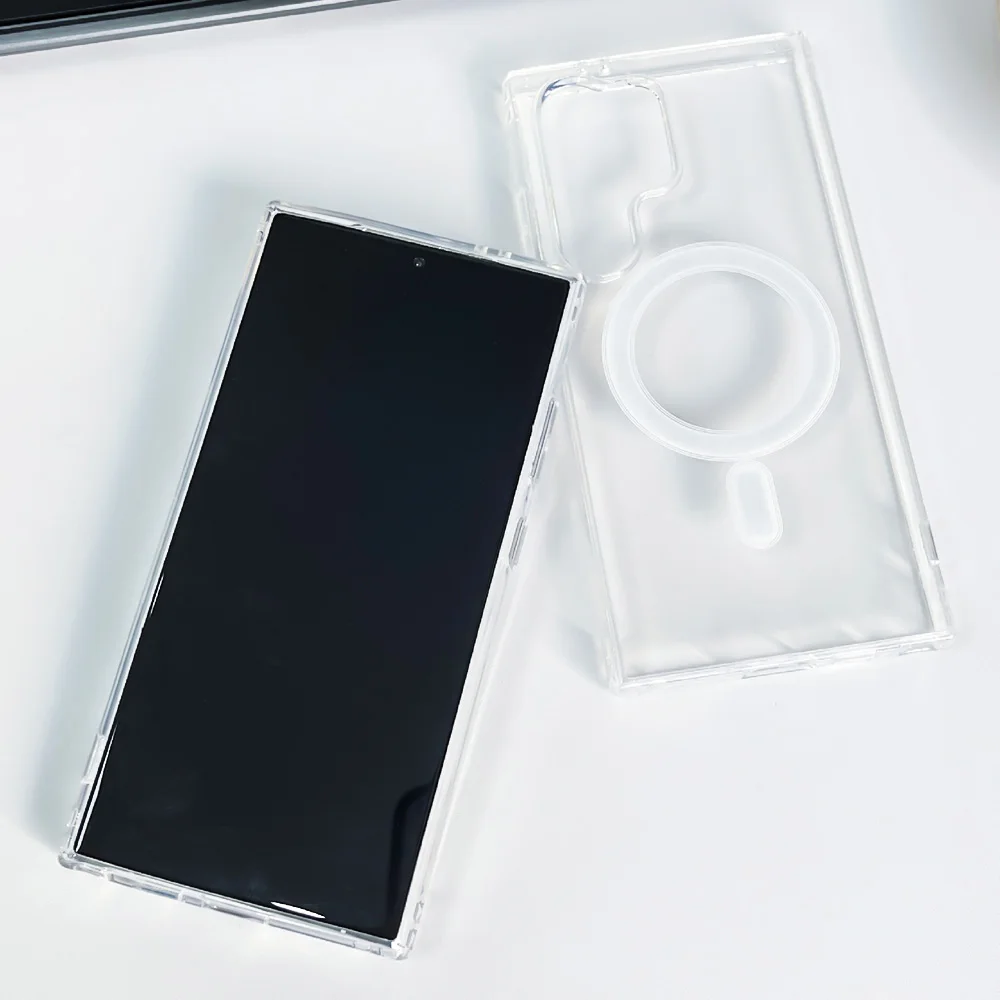 适用于三星 Galaxy A16 S25 的透明磁性硬质防震手机壳