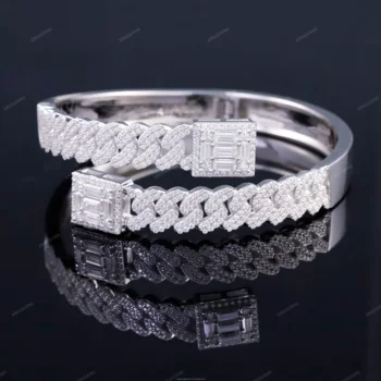 XG pass diamond tester Iced out Moissanite cuban bracelets 925 silver plated gold vvs moissanite bracelets for men