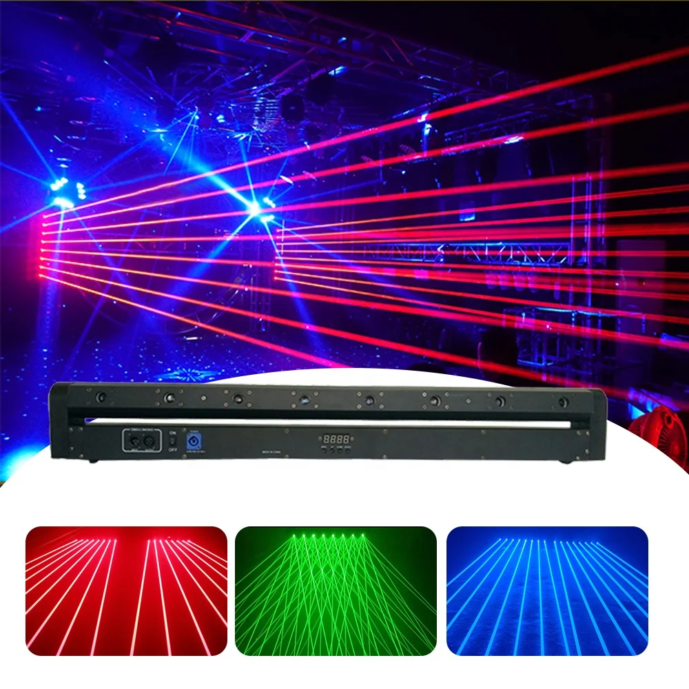 DJ Laser Curtain Beam Moving Head 8eyes 500mw Red/green Laser Pro