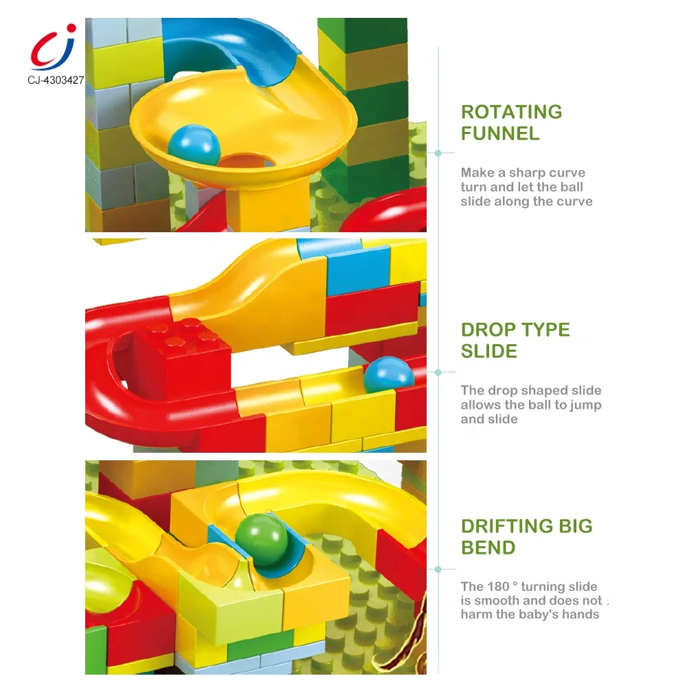 Chengji Building Blocks Toy Race Maze Marble Run Ball Rolling Track Play Set Kids Educational Diy Slideway Marble Run Game Toys