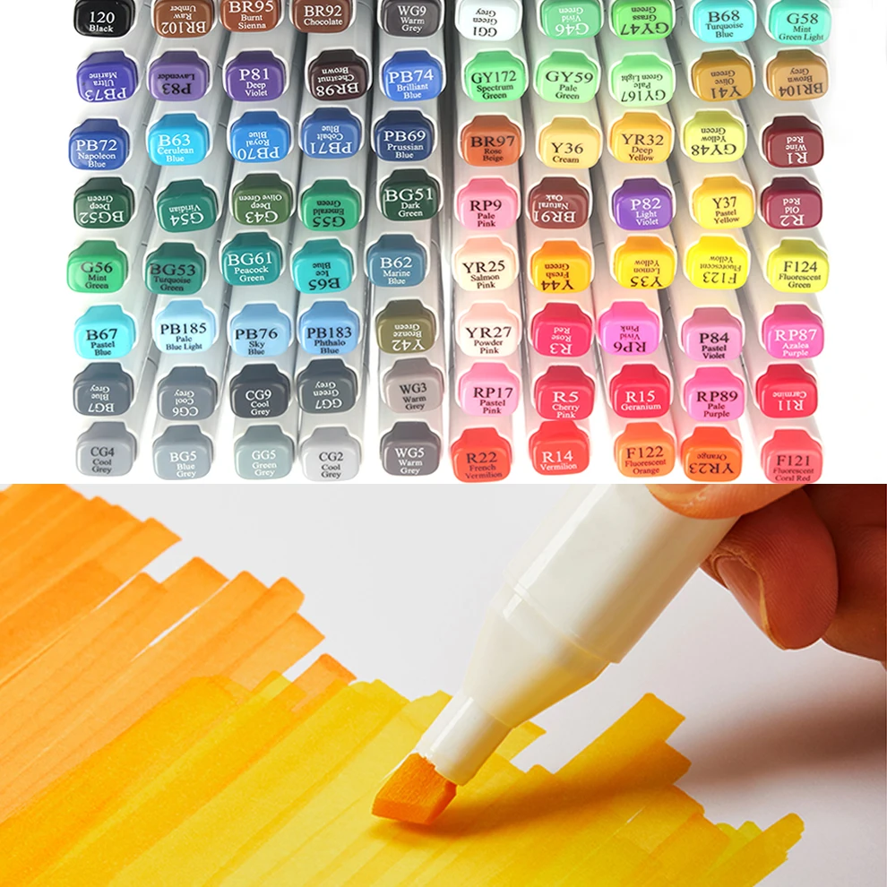 Хайлайтер Двойные наконечники Перманентный маркер для рисования Ручки Маркеры эскизов 80 цветов алкоголя маркеры альбом раскрашивания взрослых