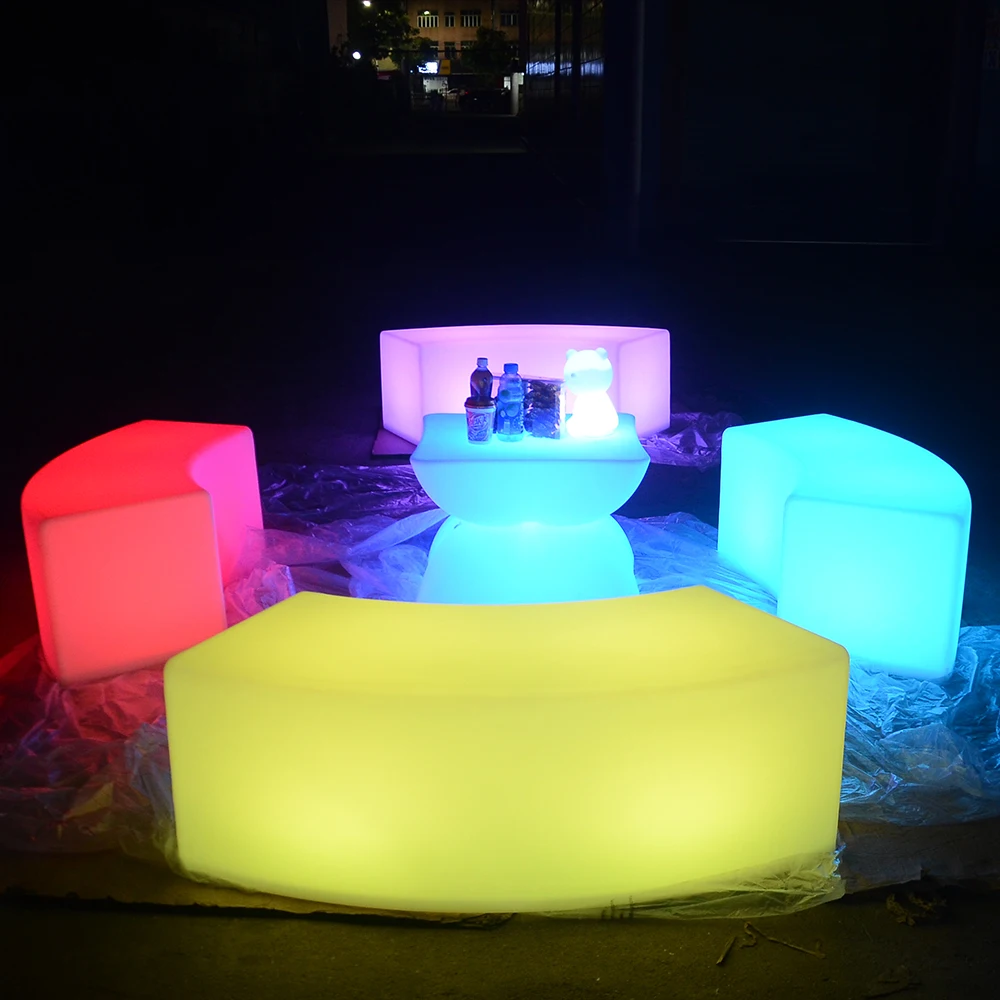 Led Party Chairs and Tables Luminous Glow Garden Illuminated Outdoor Furniture Led Light Chair and Table Sofa Set