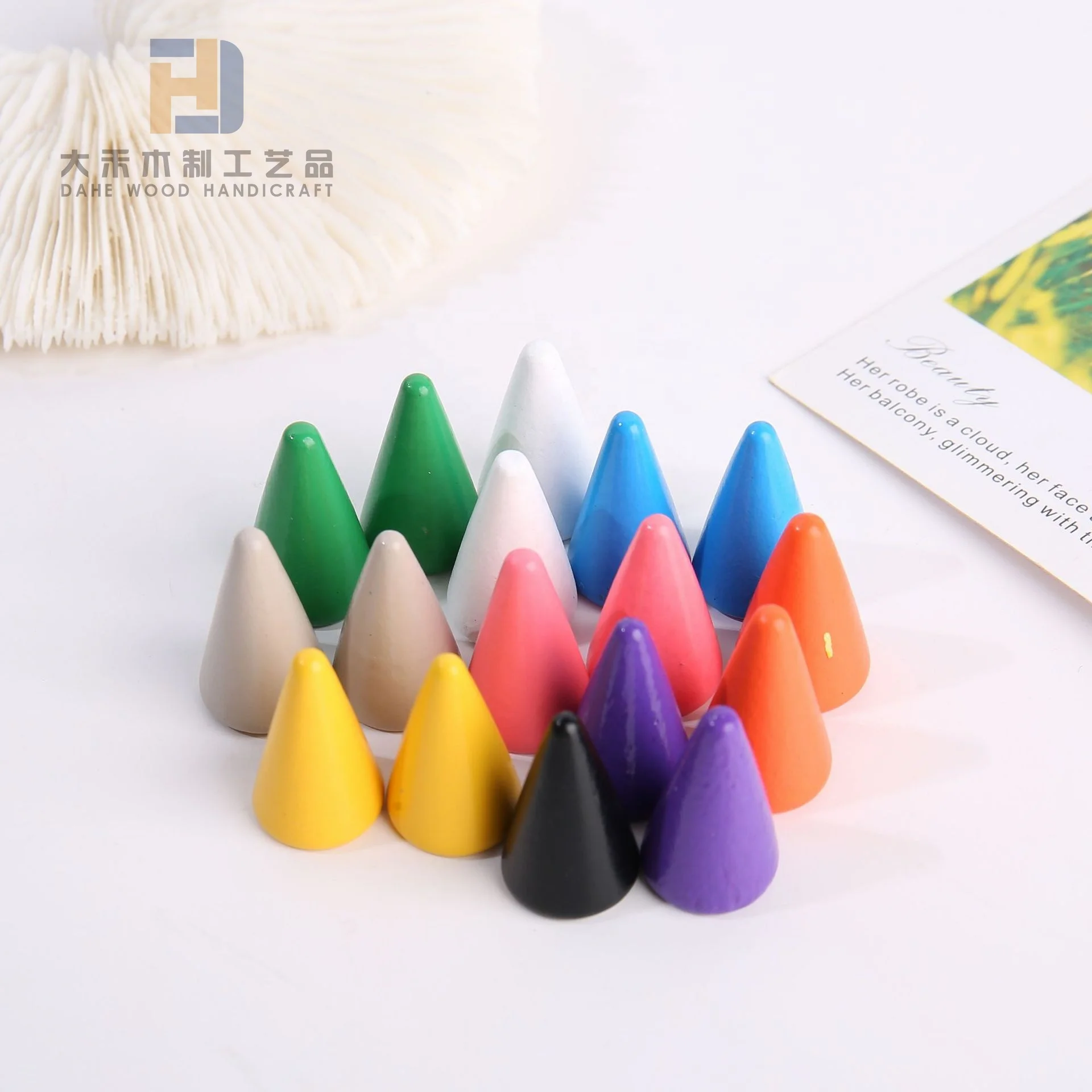 Multi-color Wooden Cone Meeple Custom Wood Conical Pawns Chess Pawn Pieces for Board Game Playing Parts Tokens
