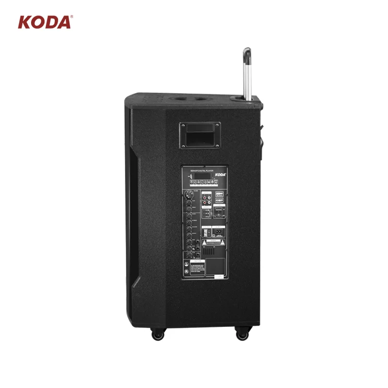Koda Speaker troli luar ruangan 15 inci, Speaker Bt portabel terbaru dengan  fungsi Karaoke, Speaker troli dengan mikrofon nirkabel