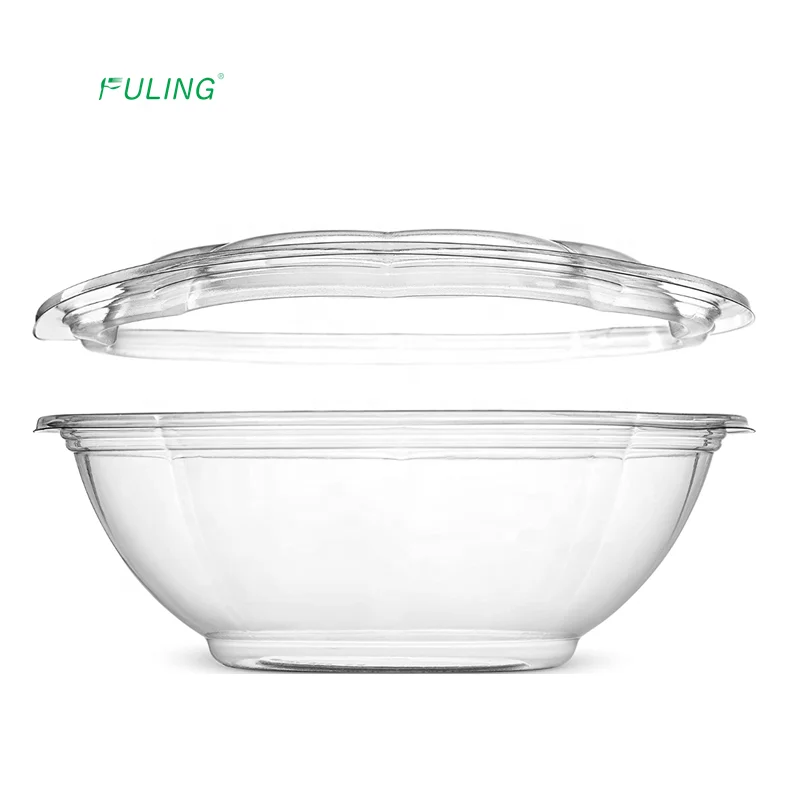 18oz Crystal Clear Plastic Disposable Salad Bowls with Lids To-Go