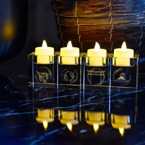 Honor Of Crystal K9 3d Laser Photo Printing Crystal Candle Holder Set
