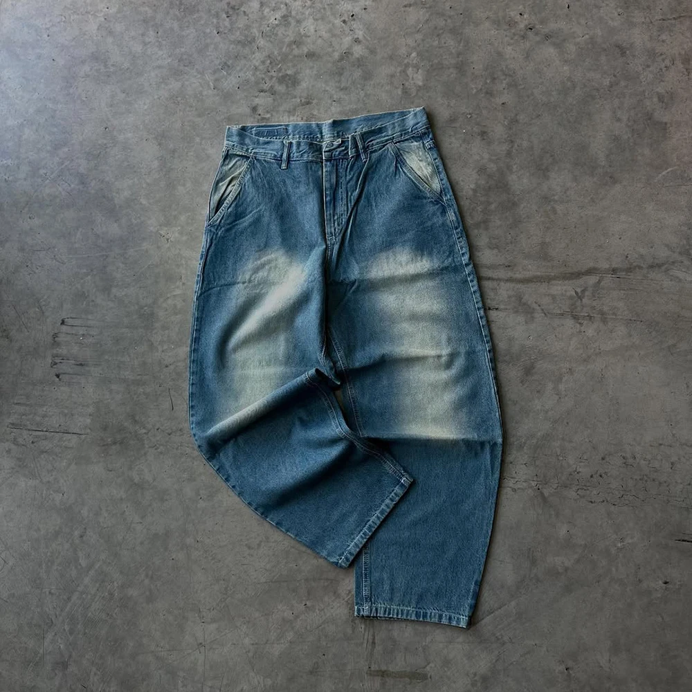 Streetwear Custom Mens Oversized Vintage Wash Wide Leg Baggy Jeans Denim Pants Trousers for Men manufacture