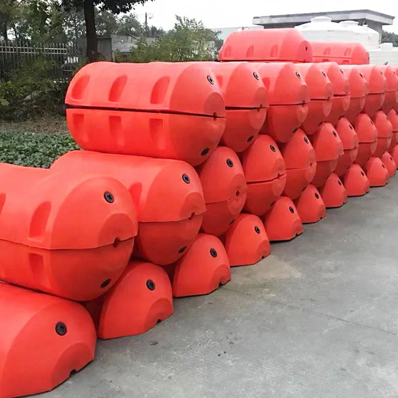 Direct Manufacture HDPE Rotomoulded Marine Pontoon PE Floating Trash Barrier with Piston for Water Seaweed Fence Boom