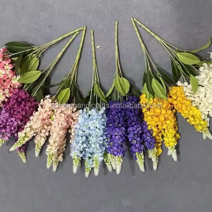 Lrche Blume Wei Rosa Knstliche Rittersporn Seidenblume 5 Zweige  Kunstblume Hyazinthe fr Hochzeitsdekoration