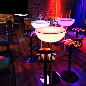 Rgb Illuminated Portable Bar Tables Color-Changing Led Garden Furniture for Home & Events Outdoor Glowing Cocktail Tables