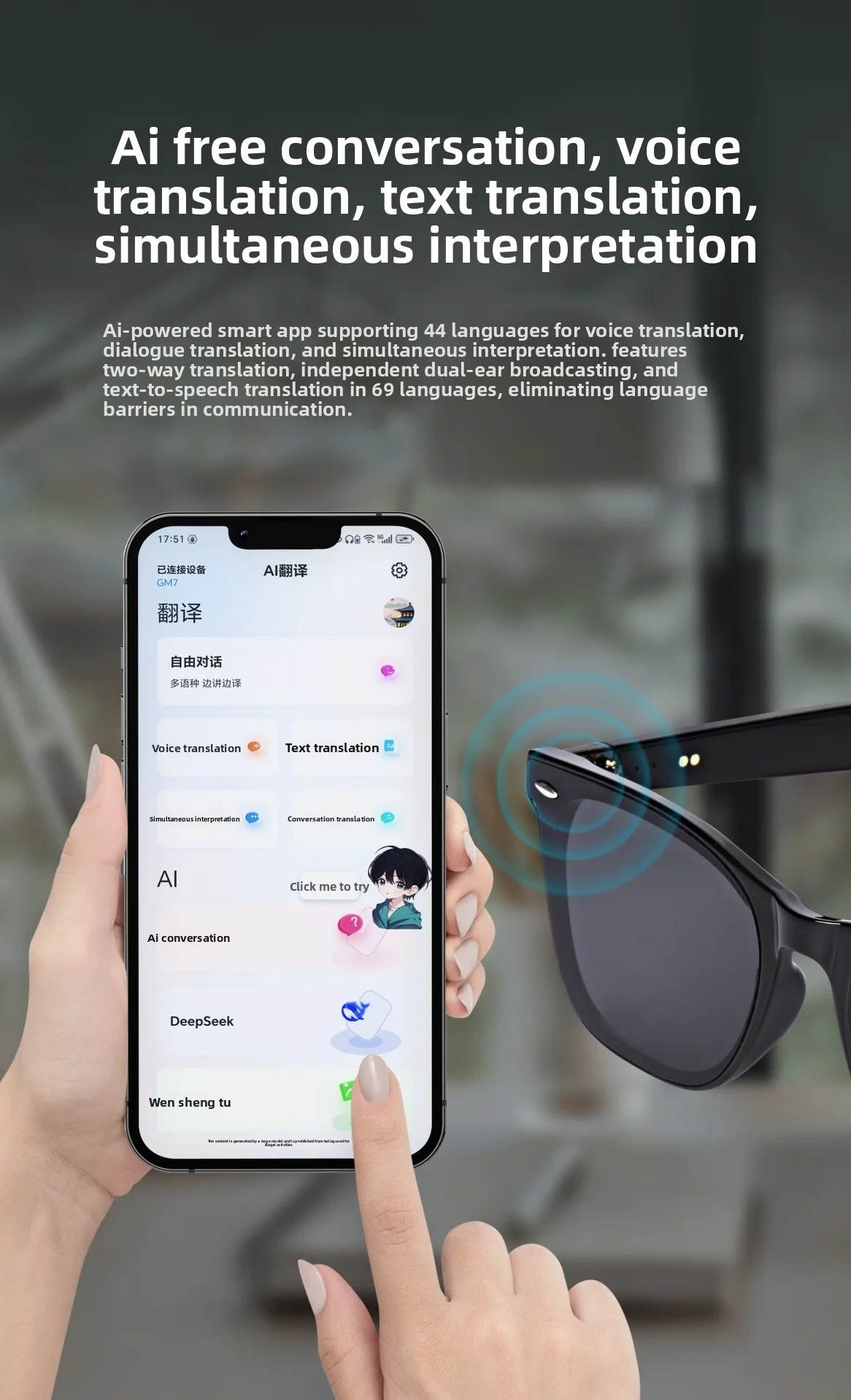 Chinese factory supplier supply Gm7 Smart Glasses For Music Call Ai Voice Translation Voice Assistant Fashion Glasses Ipx-5 Waterproof 1080p Type-c Charging App - Buy Smart Glasses bluetooth Music Call Glasses ai Voice Translation Glasses voice Assistant Fashion Glasses ipx-5 Waterproof Smart Glasses music Call Smart Glasses voice Translation Glasses fashion Voice Assistant Glasses ipx-5 Waterproof Smart Glasses pvc Frame Smart Glasses