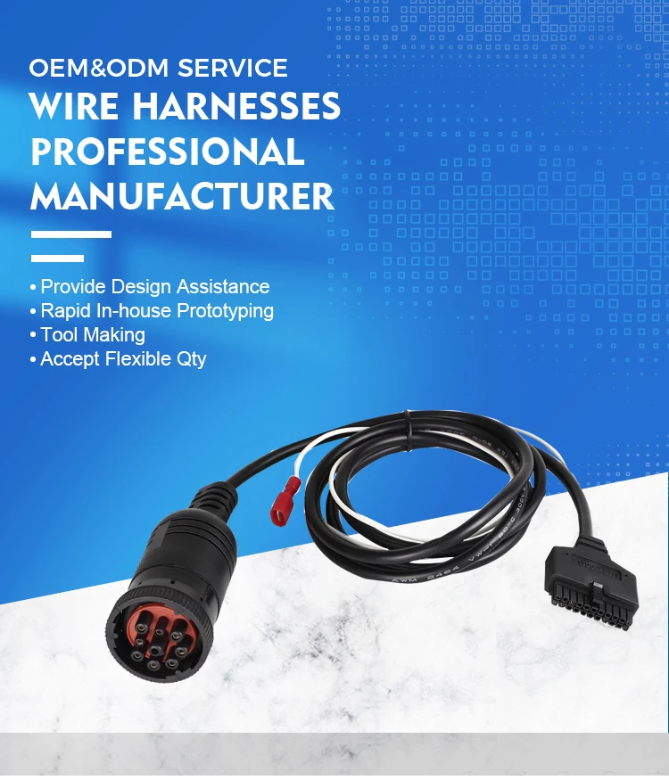 product molex 30 factory 22pin male j1939 9pin male plug connector obd2 obdii code reader eld cable-2