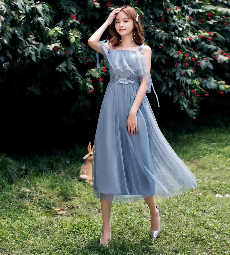 Bride Guests Beautiful Off Shoulder Short Sleeve Bridesmaid Dresses  PromWedding Party Dress