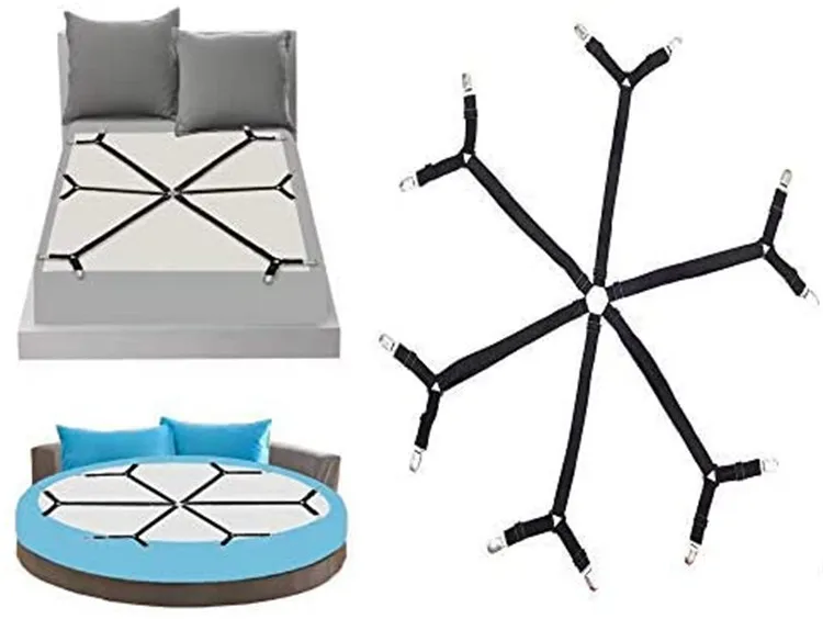 
 Заводская оптовая продажа, 6 боковых застежек для простыни, регулируемые эластичные ремешки для простыни, держатель для круглой квадратной кровати  