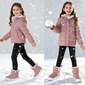 Babyhappy Factory Wholesale Winter Outdoor Short Top Anti-slip Thick Plush Lining Warm Girl Kids Snow Boots