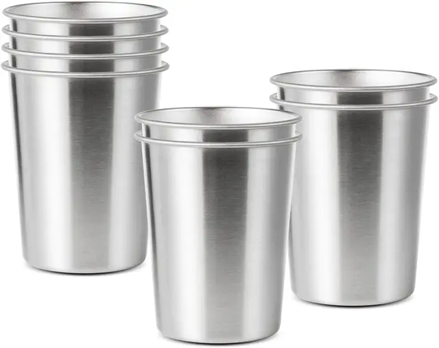 6 oz Stainless Steel Cups for Kids, BPA Free Healthy Metal Shatterproof Stackable Pint Drinking Cups