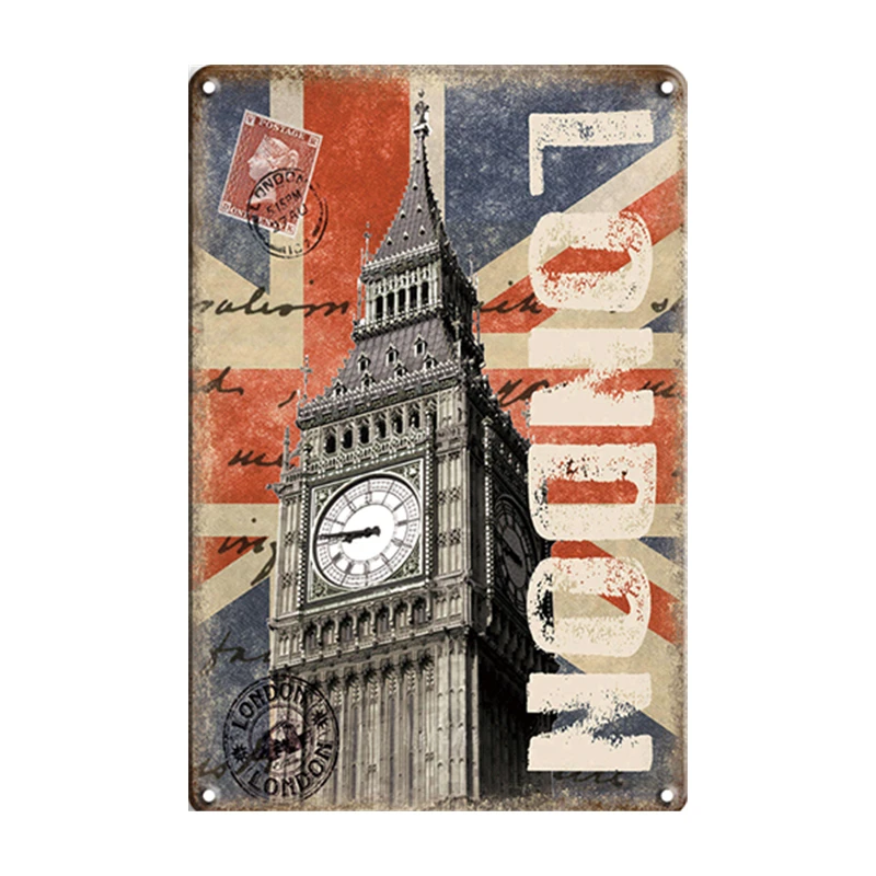 The Big Ben London Vintage Retro Poster Metal plate Tin Sign Industrial Wall Club Pub Bar Home Wall Beautiful City