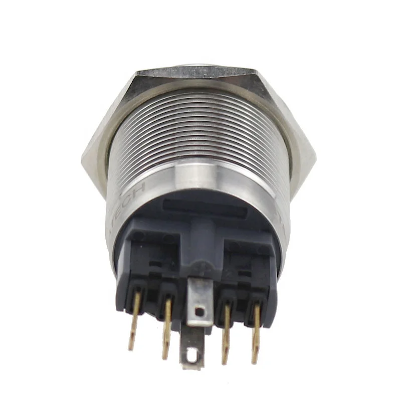22mm Push Button with Bell Symbol Momentary Dpdt Pole 6 Pin Led Push Bell Button Door Switch