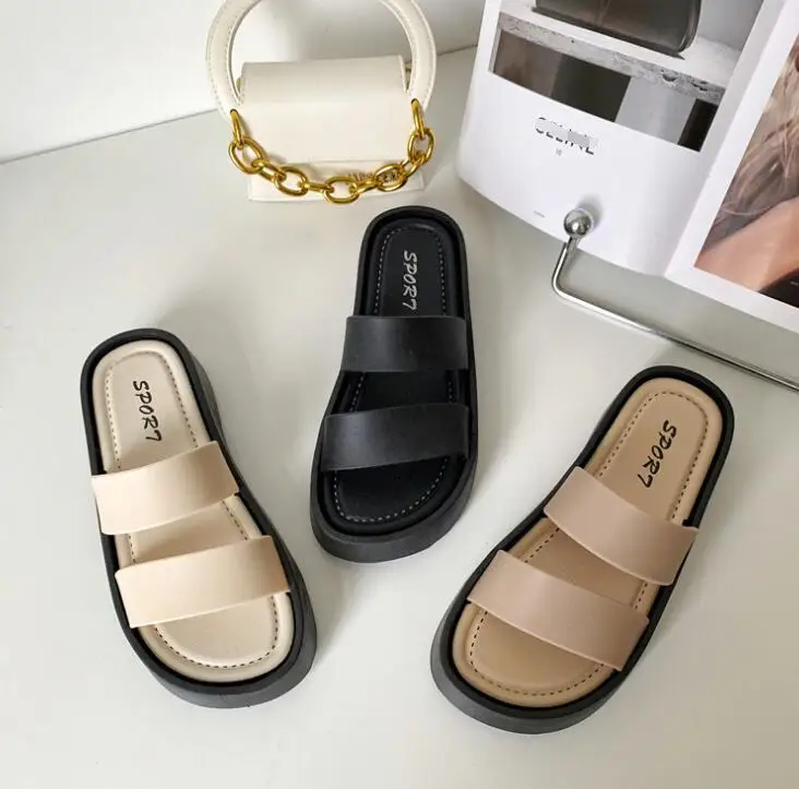 Summer Beach Flat Ladies Two Band Slippers And Sandals New Design Slide ...