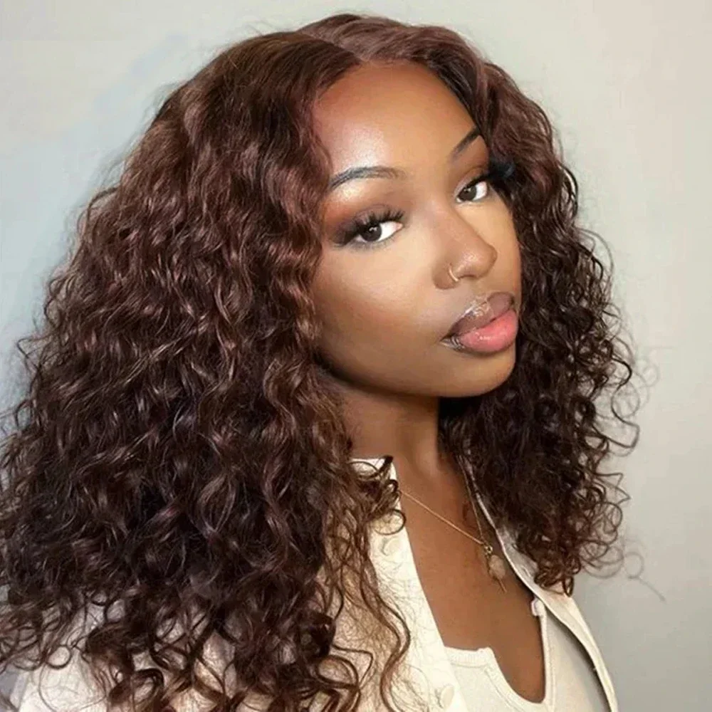 Perucas de cabelo brasileiro profundo cacheado bob cor marrom renda frontal parte livre transparente remy peruca de cabelo onda profunda para preto_voghion.com