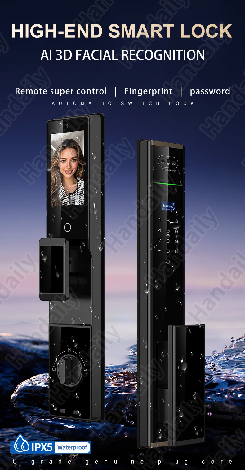 handaily video intercom tuya palm vein smart door lock smart door lock fingerprint password cerraduras for main gate p70-0