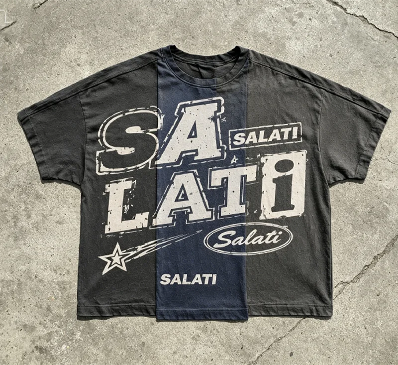 Vintage Sporty Style 100% Soft Combed Cotton 500 Gsm Breathable Two-Piece Baggy Oversized Jorts Tee Shirt Set for Men gallery 5