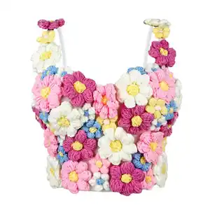 Lism Custom Cute Close-Fitting Fishbone Short Bra Three-Dimensional Wool Small Flower Ice-Cream Sexy Tops Firm