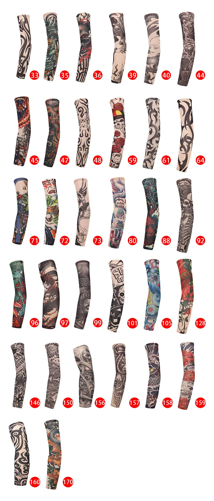 Anti-uv Sun Block Black White Blue Gray Sport Gym Hand Cover Elastic Cycling Arm SleevesPopular Cool Fashion Tattoo Arm Sleeves