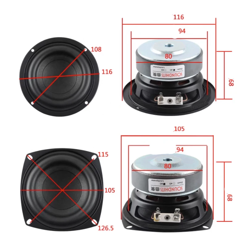 KYYSLB 40~80W Inch Speaker Driver Unit Woofer Subwoofer Bass Hifi Woven  Basin Powerful Sound Audio Amplifier LoudSpeaker