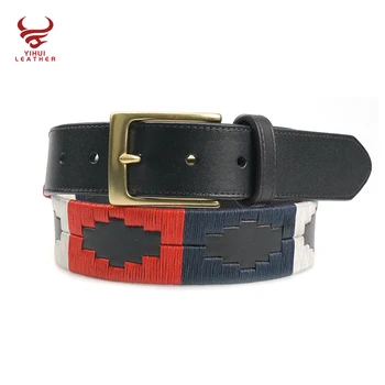 Custom Sport Belt Emboss Genuine Leather Riding Equestrian Argentinian Embroidery Polo Leather Belt