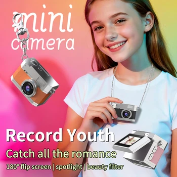 Mini CMOS Camera-Flip Screen Dual Input Night Vision 8MP 2.7K Compact Digital Single Lens Portable Shoulder Bag Thumb Camera detail image