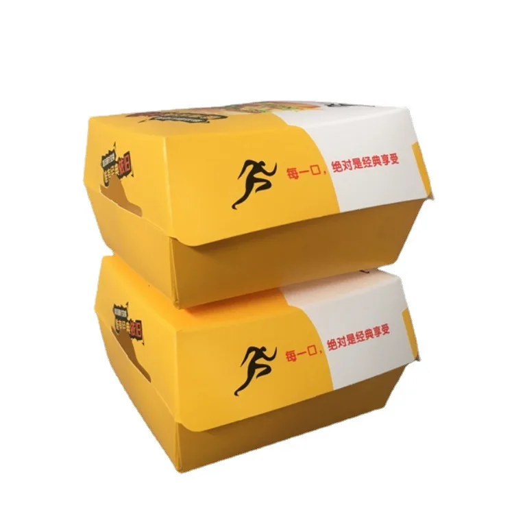 Factory custom hamburger box Fried chicken folding takeaway packaging box kraft paper burger box burger cartons