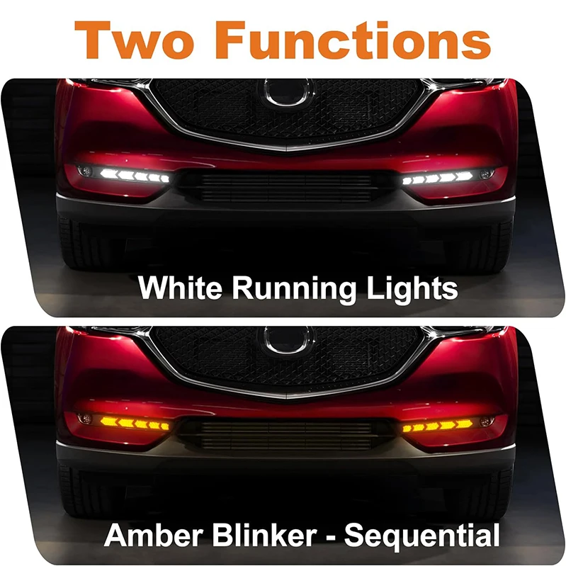 LED White DRL Daytime Running Light Amber Turn Signal Fog Lamp for Mazda CX-5 CX5  Cx-8  Cx8 2018 2019 2020 2021