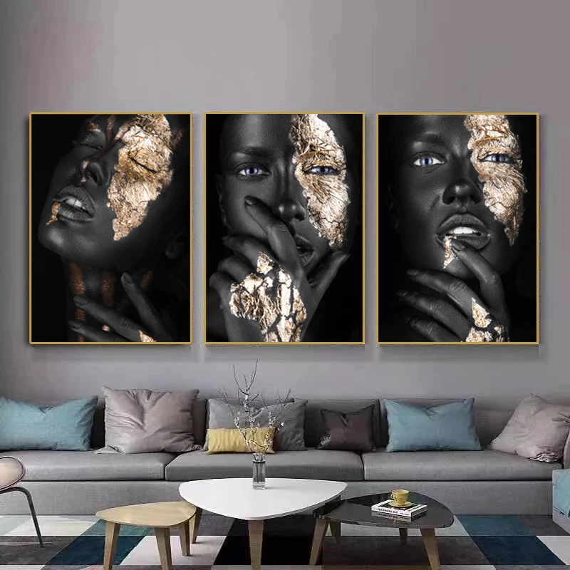 African Art Black And Gold Woman Oil Painting at Jayden Crookes blog