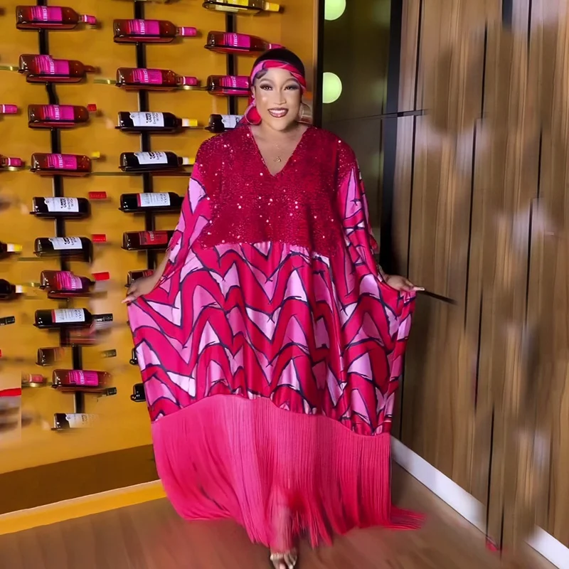 pink african print dress Ada African Print Midi Dress (Pink), L