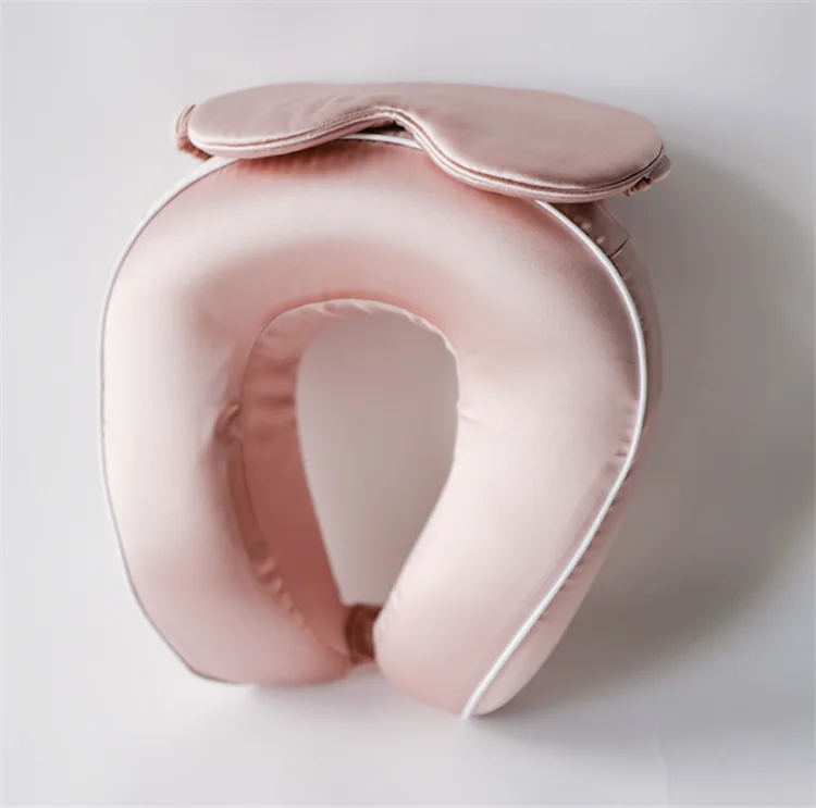Promotion Top Quality 100 Silk Travel Neck Pillow Set With Silk