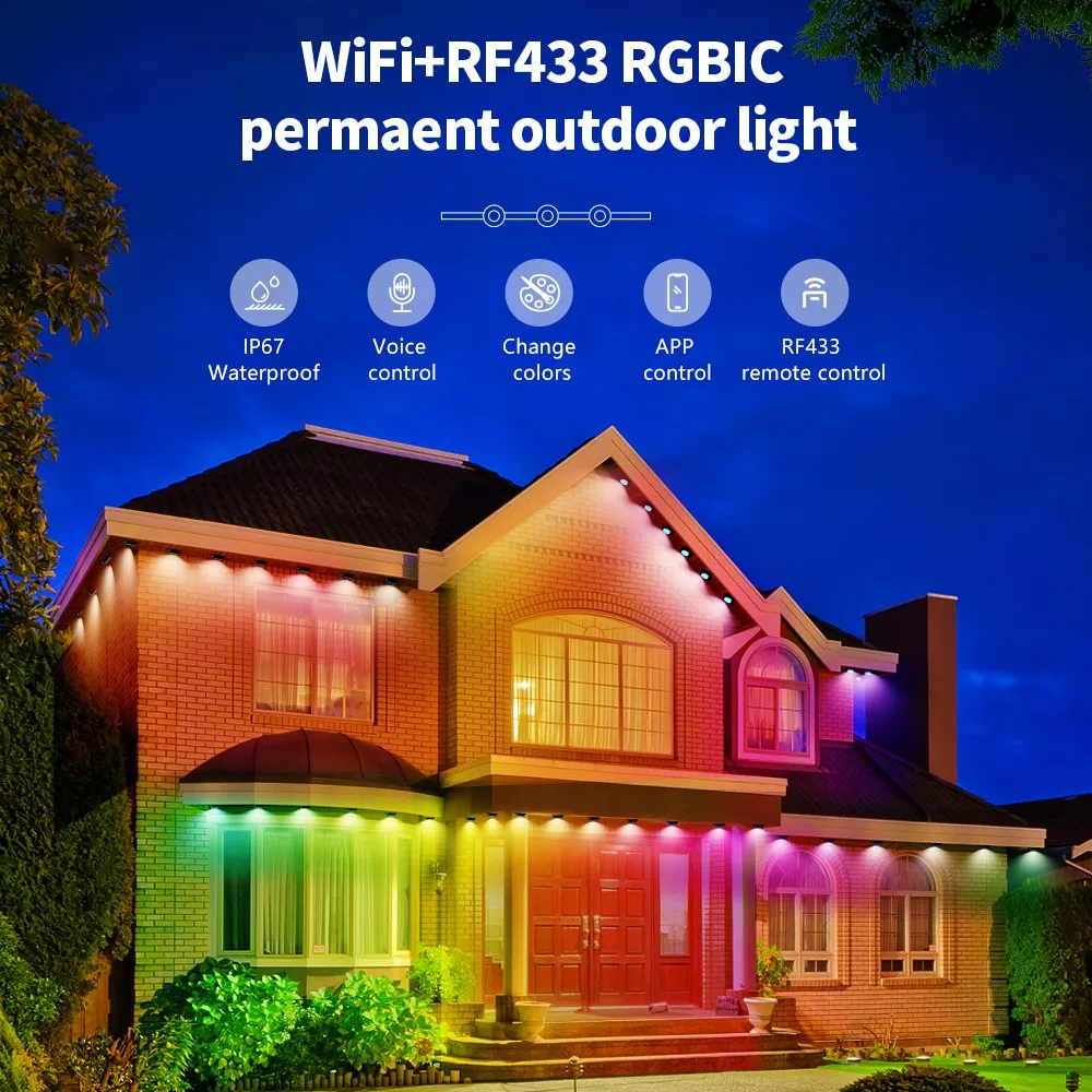 Banqcn Smart Wifi Ir App Rgbic Party Christmas Decor Lights Outdoor 