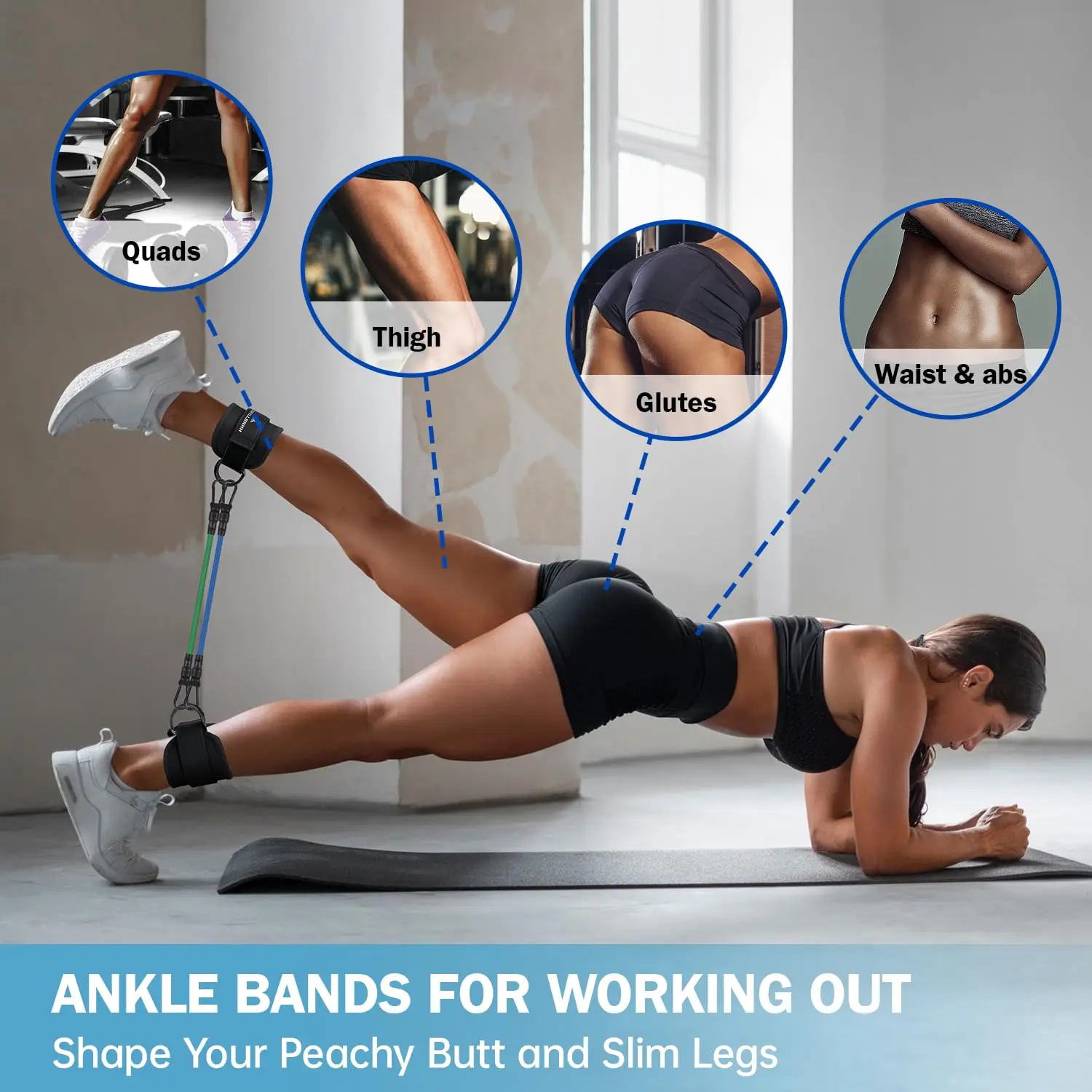 Mr Professional Ankle Strap Legs Resistance Bands With Cuffs For Kickbacks And Hip Glute