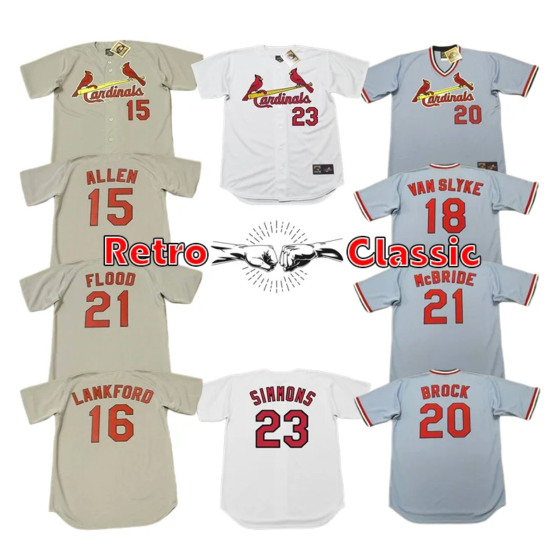 Wholesale Men's St. Louis 15 DICK SISLER 17 BOBBY TOLAN 18 MIKE SHANNON 22  MIKE MATHENY 25 MARK MCGWIRE Baseball Jersey Stitched S-5XL From  m.