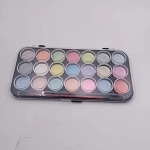 Hot Selling 21colors Solid Water Color Cake Kids Watercolor Paint Set with Brush Pen Non Toxic Oem Art Watercolor