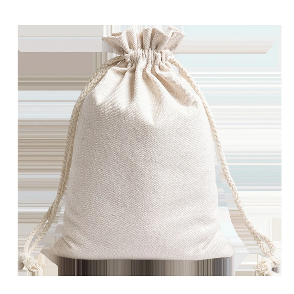Recycled Cotton Canvas Fabric Bag Small Drawstring Bag Dustproof