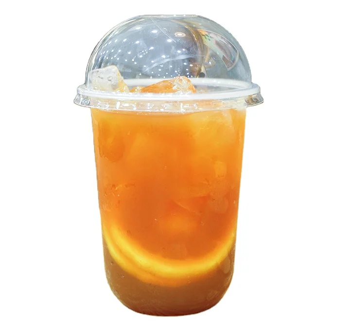95 U Cup Custom Logo Clear PP Disposable Smoothie/Coffee/Yogurt Cups with Lid 350ml/500ml/680ml Takeaway Use