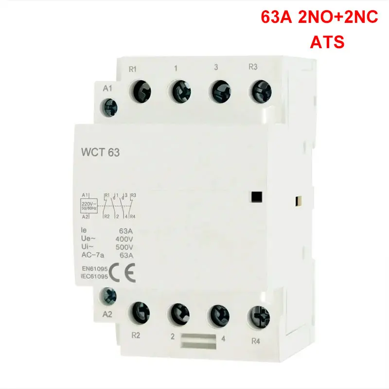 economic Automatic transfer switch 63A 100A 2NO 2NC DIN Rail mount Contactor ATS for interrupted switching between two sources