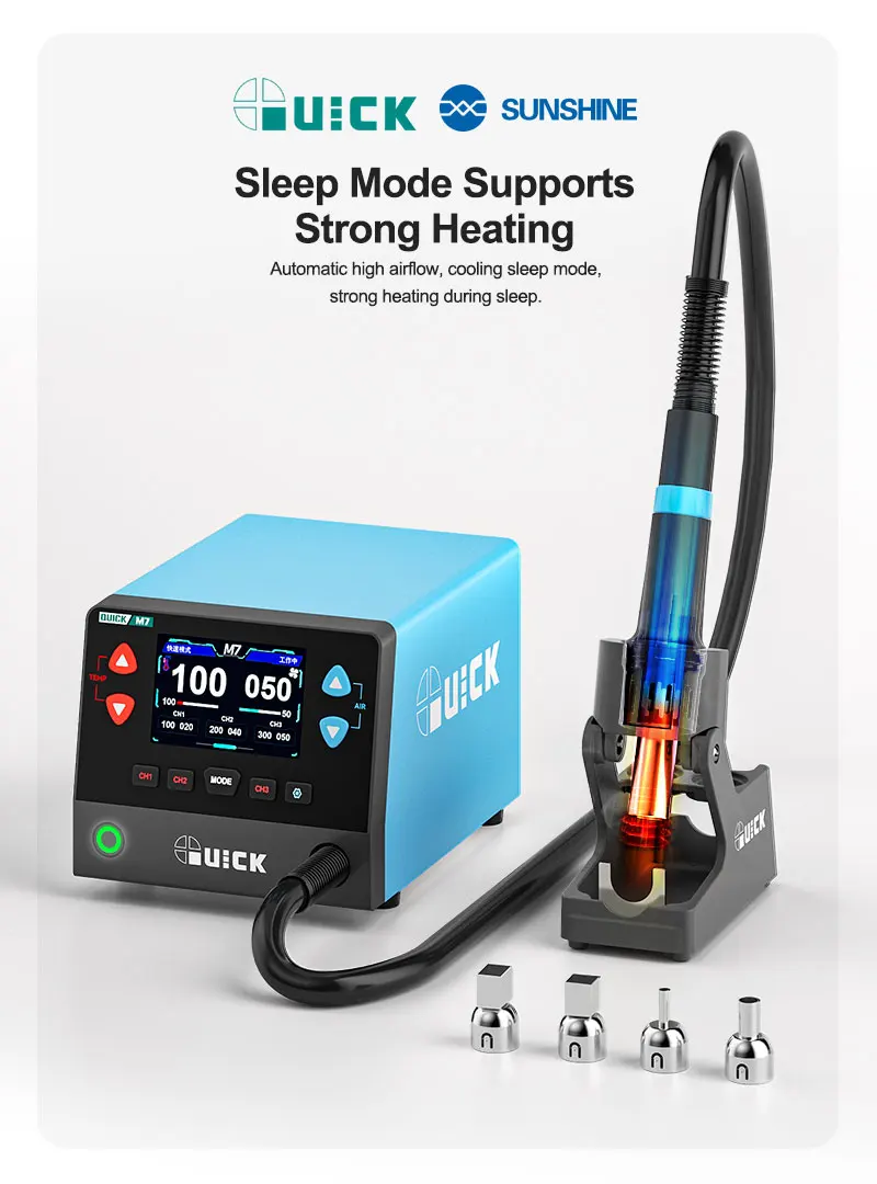 QUICK M7 1000W Smart Hot Air Desoldering Station Intelligent Digital Rework Station for Phone Motherboard BGA SMD PCB Repair
